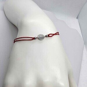 Sterling Silver 925 Round Design with Red String Bracelet